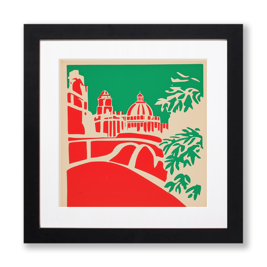 Oxford Radcliffe Camera Linoprint-Style Art (347-1)