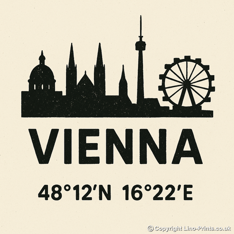Place Coordinates Linoprint-Style Art (c309)