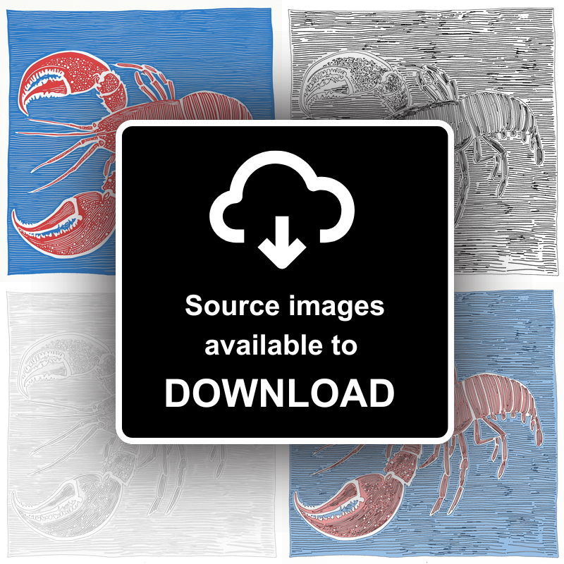 Lobster Linoprint-Style Art (1047-1)