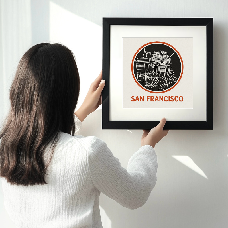 Maps Linoprint-Style Art (c43)