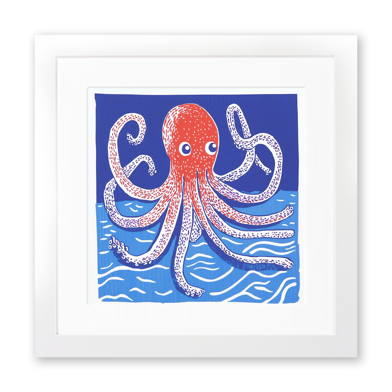 Octopus Linoprint-Style Art (1052-2)