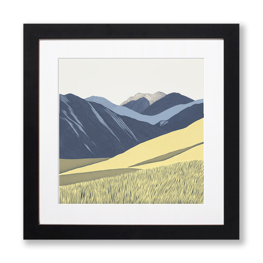 Bowfell in the Lake District Linoprint-Style Art (2374-1)
