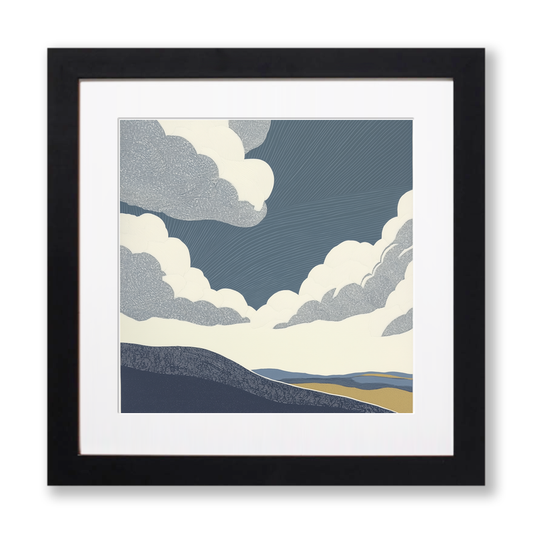 Cloud formations Linoprint-Style Art (2388-1)