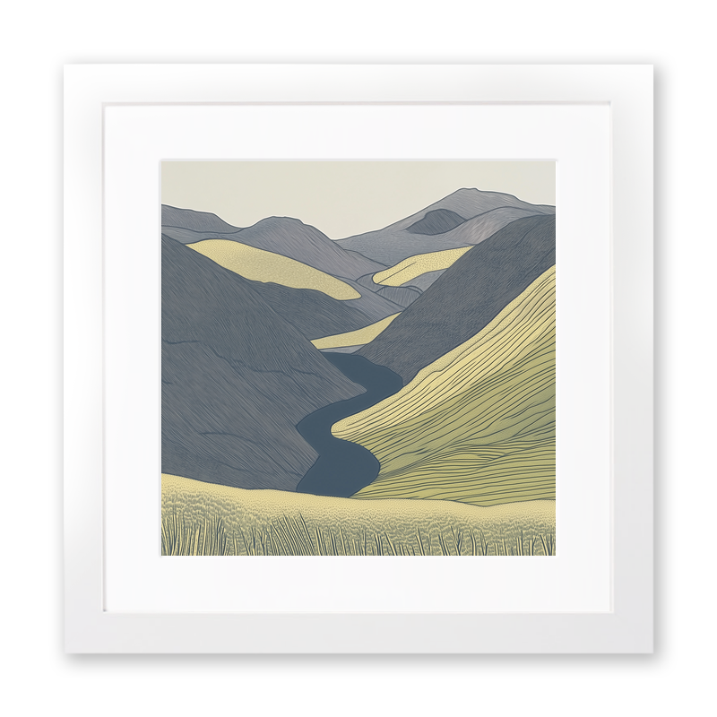 Place Fell in the Lake District Linoprint-Style Art (2506-3)