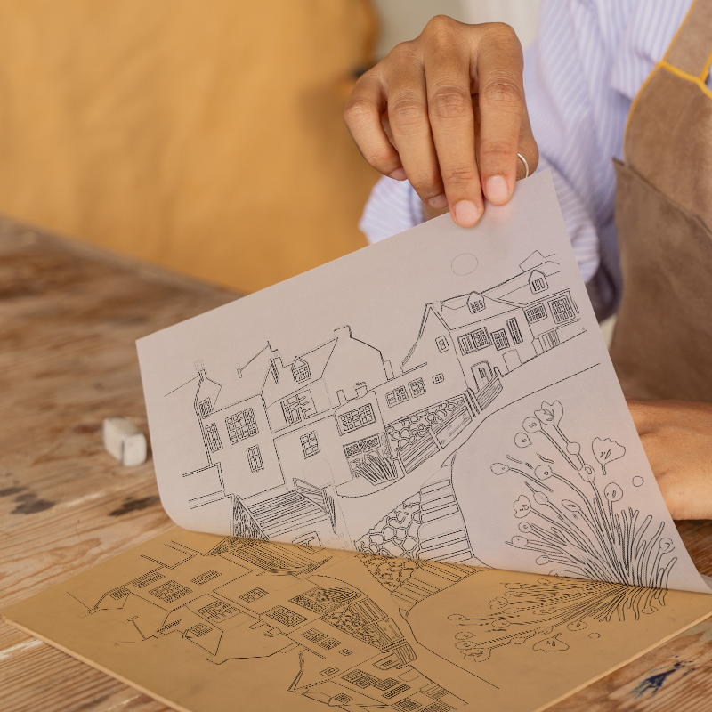 Wells-next-the-Sea, Norfolk Linoprint-Style Art (1392-2)