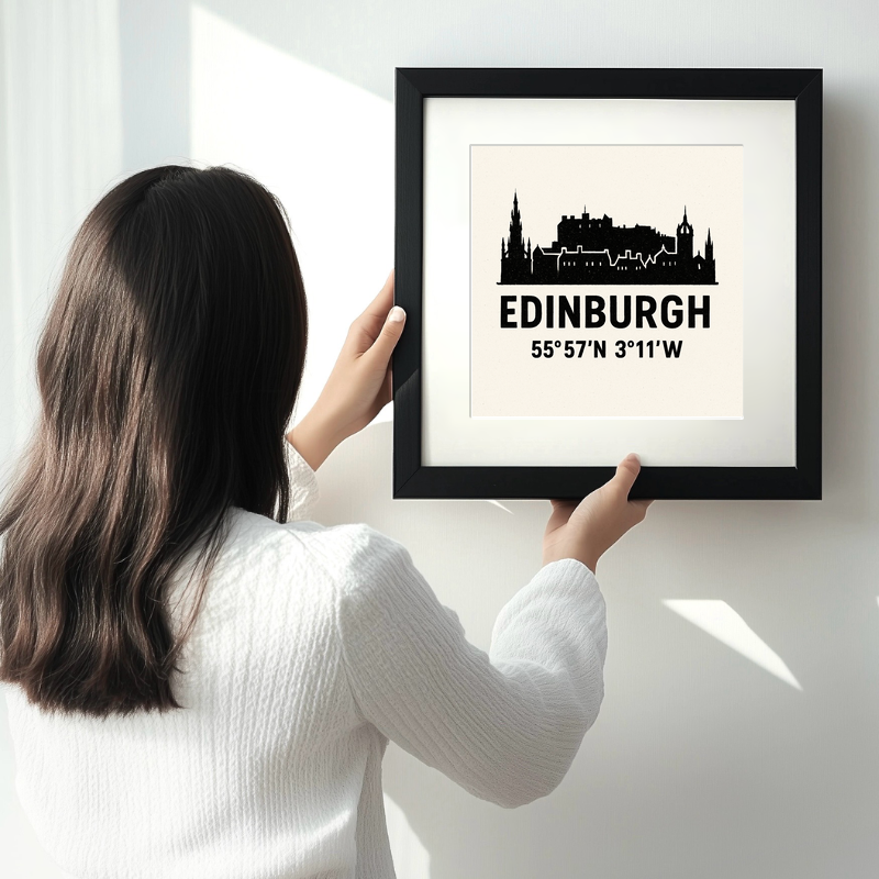 Place Coordinates Linoprint-Style Art (c303)