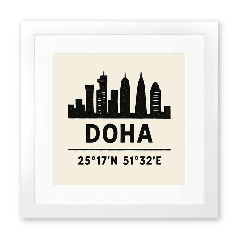 Place Coordinates Linoprint-Style Art (c288)
