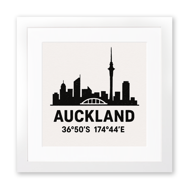 Place Coordinates Linoprint-Style Art (c293)