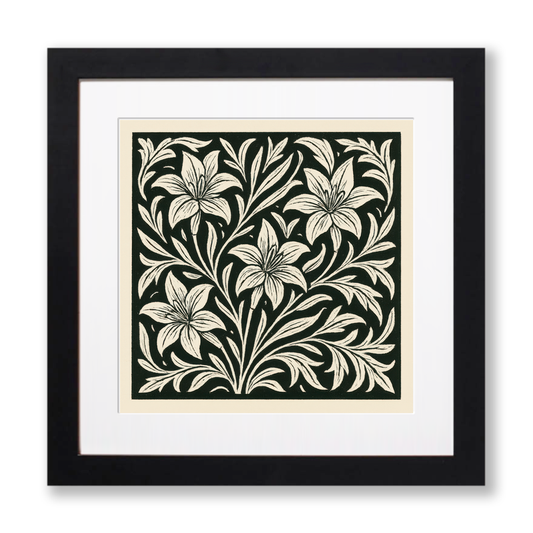 Flowers Linoprint-Style Art (c11)