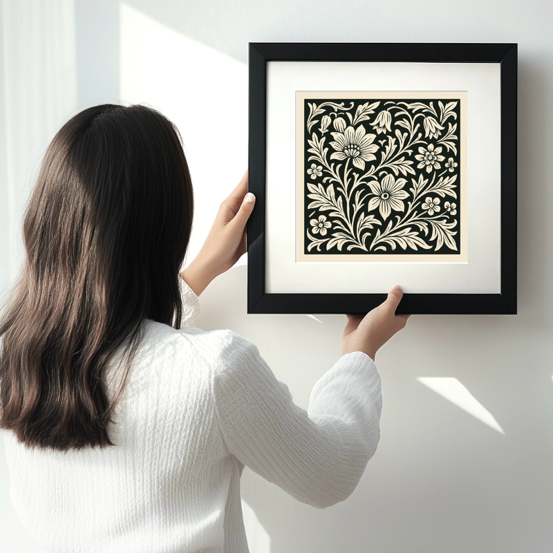 Flowers Linoprint-Style Art (c6)