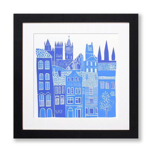 Barcelona Gothic Quarter Linoprint-Style Art (837-1)