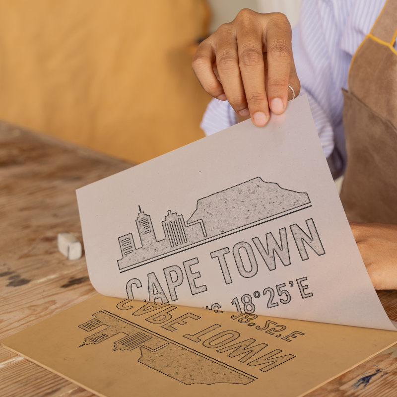 Place Coordinates Linoprint-Style Art (c290)