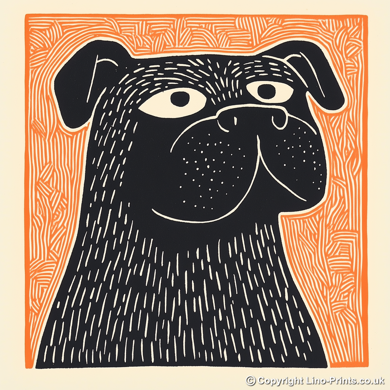 Bulldog Linoprint-Style Art (1454-1)