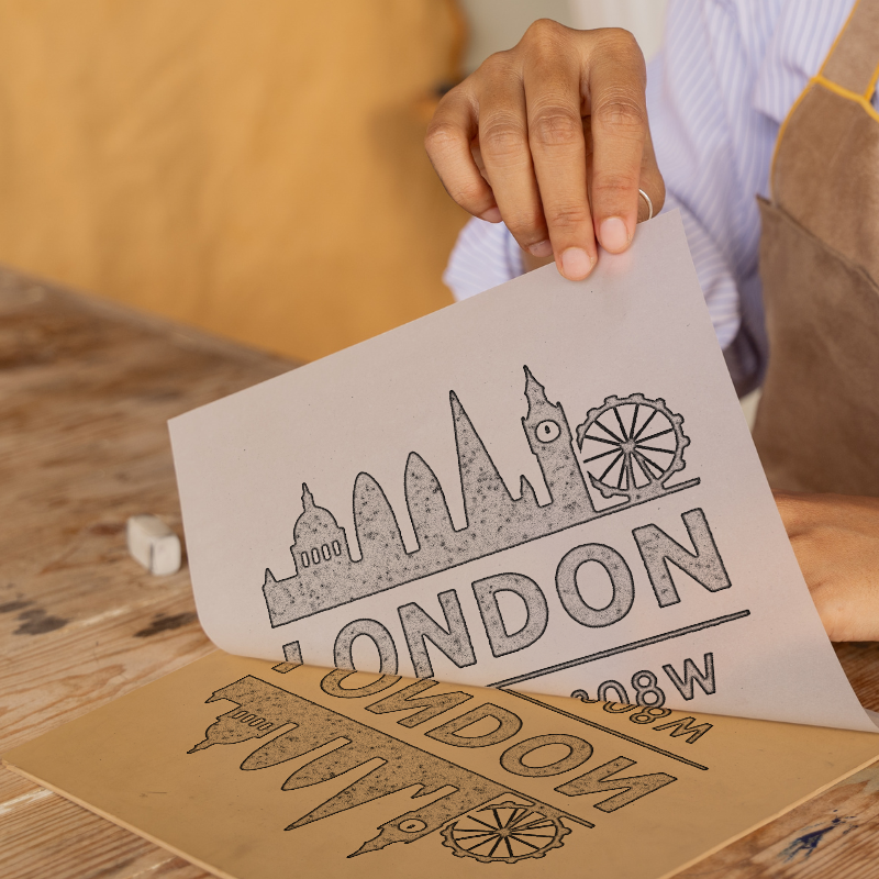 Place Coordinates Linoprint-Style Art (c348)