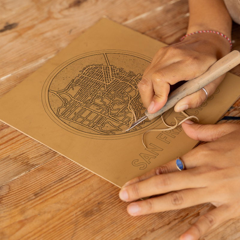 Maps Linoprint-Style Art (c43)