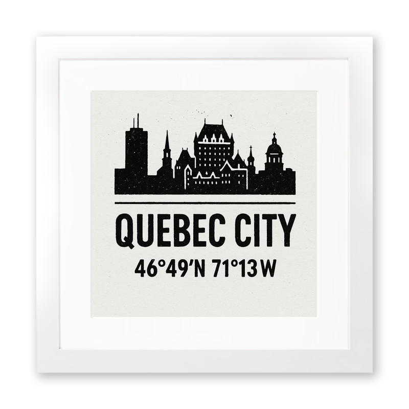 Place Coordinates Linoprint-Style Art (c250)