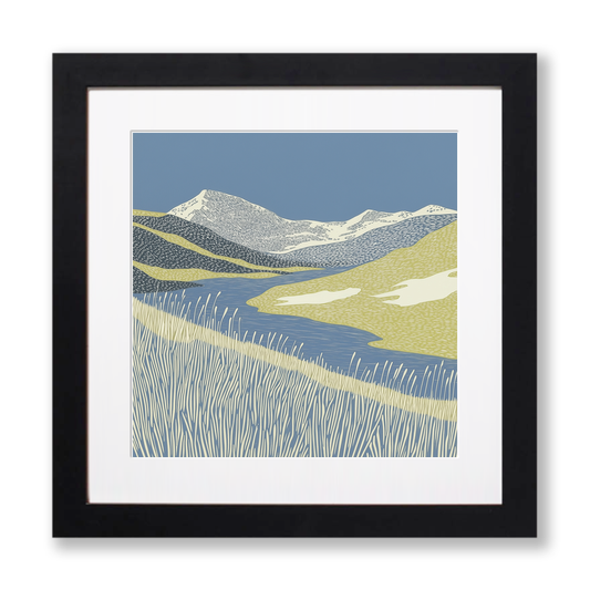 Angle Tarn Pikes view Linoprint-Style Art (2357-2)