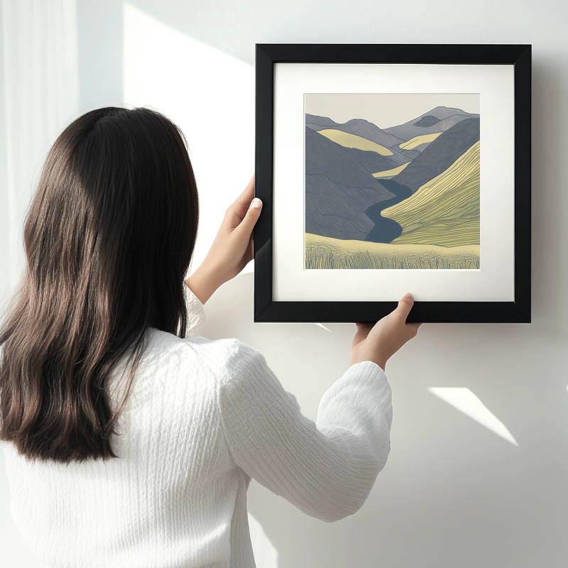 Place Fell in the Lake District Linoprint-Style Art (2506-3)