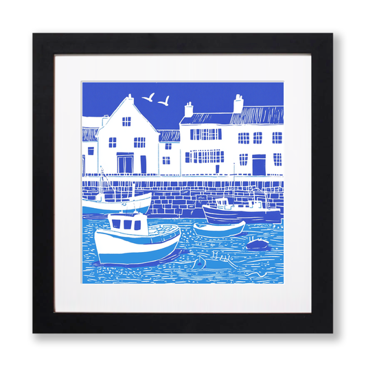 Anstruther Harbour, Fife Linoprint-Style Art (1075-1)