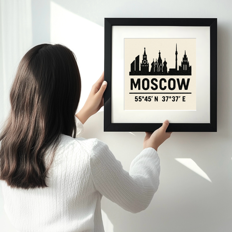 Place Coordinates Linoprint-Style Art (c335)