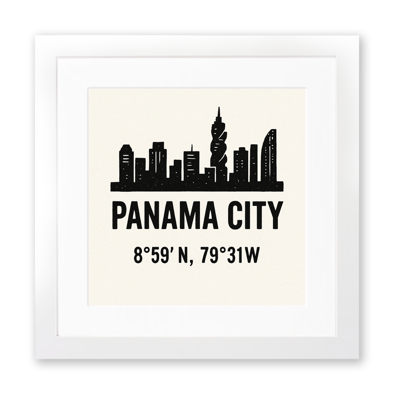 Place Coordinates Linoprint-Style Art (c252)