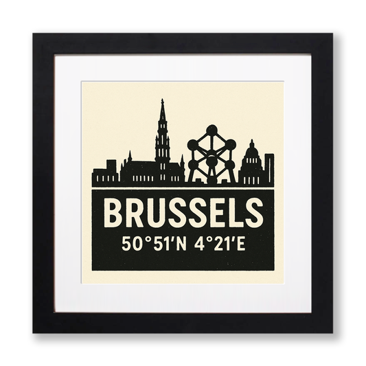 Place Coordinates Linoprint-Style Art (c305)