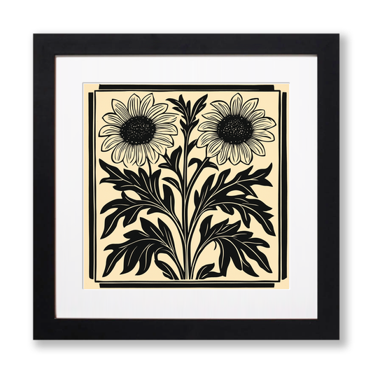 Rudbeckia (Black-eyed Susan) Linoprint-Style Art (1740-1)
