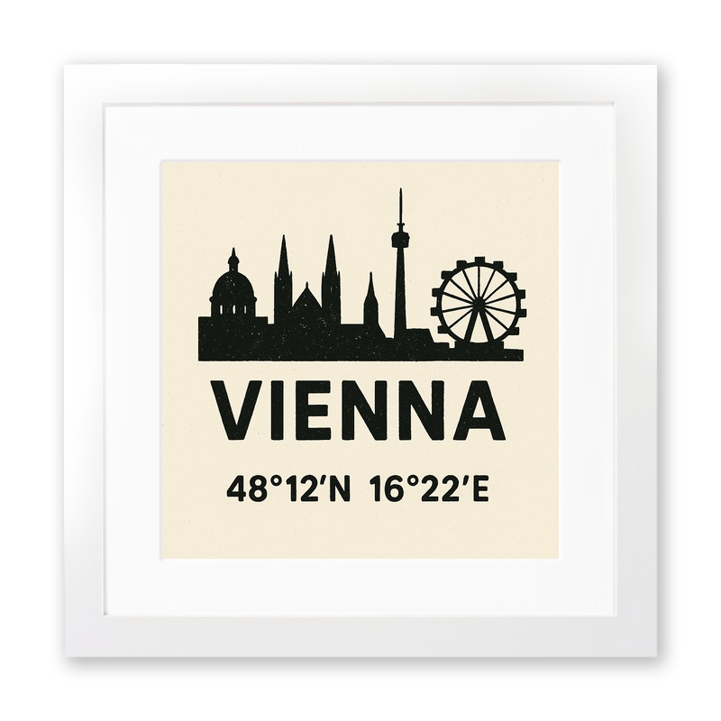 Place Coordinates Linoprint-Style Art (c309)