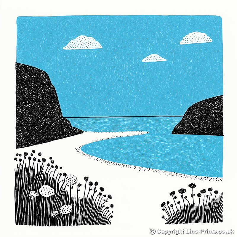 Sandwood Bay, Sutherland Linoprint-Style Art (815-1)