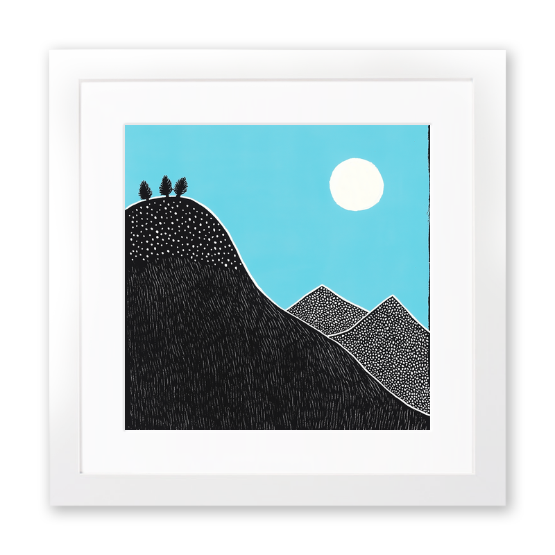 Mountain outline Linoprint-Style Art (697-1)
