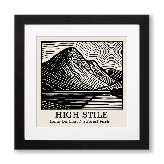 Mountains Linoprint-Style Art (c357)