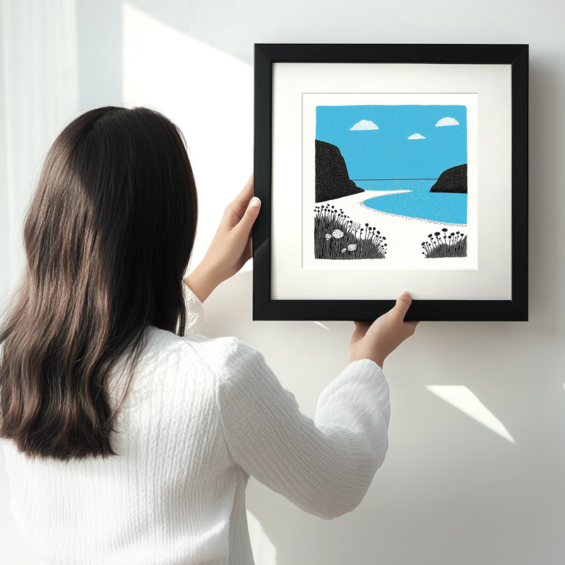 Sandwood Bay, Sutherland Linoprint-Style Art (815-1)