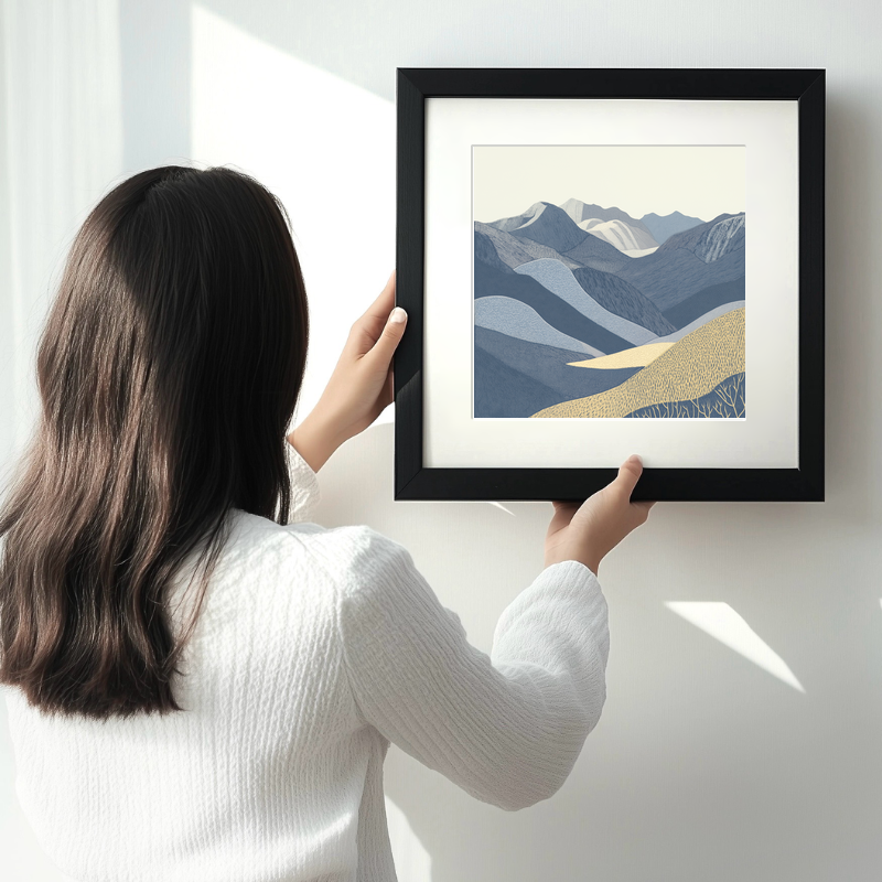 Crinkle Crags in the Lake District Linoprint-Style Art (2398-1)