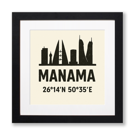 Place Coordinates Linoprint-Style Art (c284)