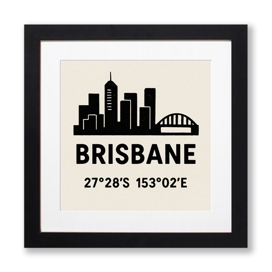 Place Coordinates Linoprint-Style Art (c291)