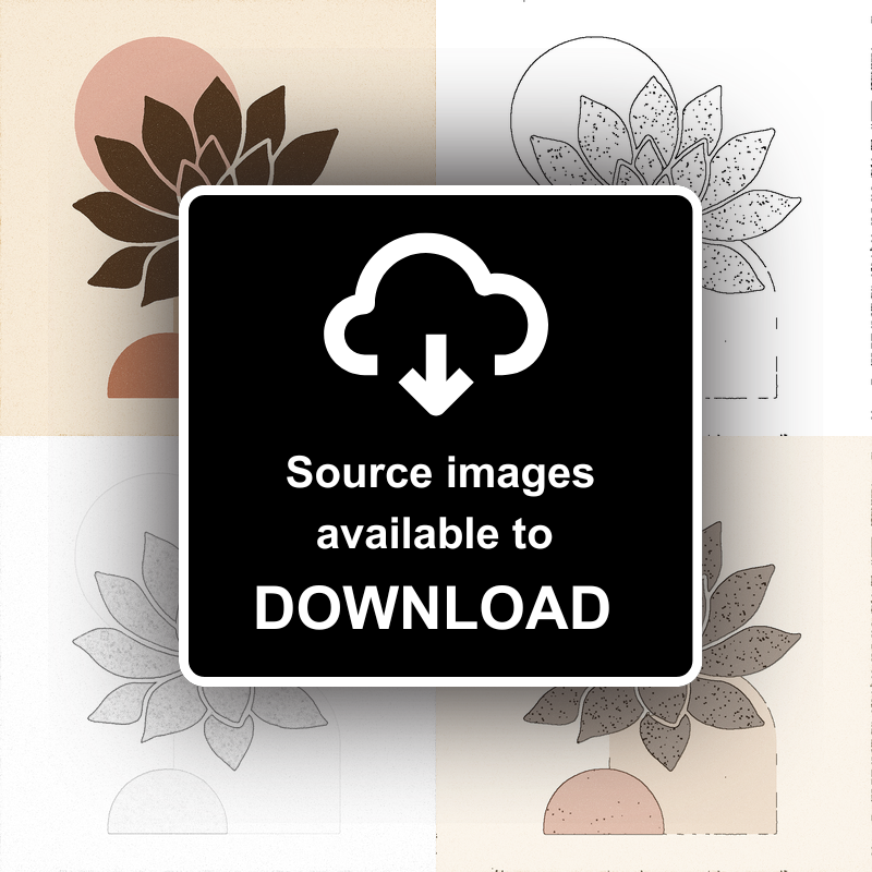Flowers and Plants Linoprint-Style Art (c497)