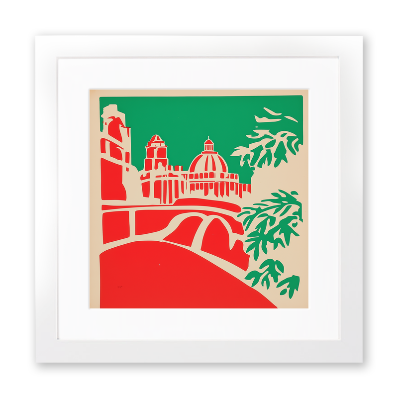 Oxford Radcliffe Camera Linoprint-Style Art (347-1)