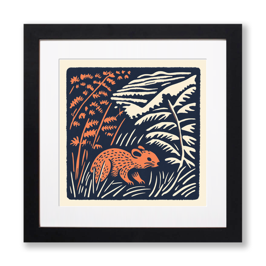 Cute Dormouse Linoprint-Style Art (52-2)