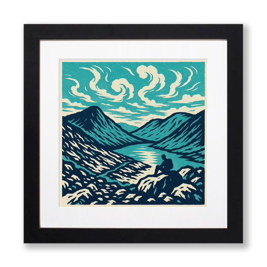 Mountains Linoprint-Style Art (c370)