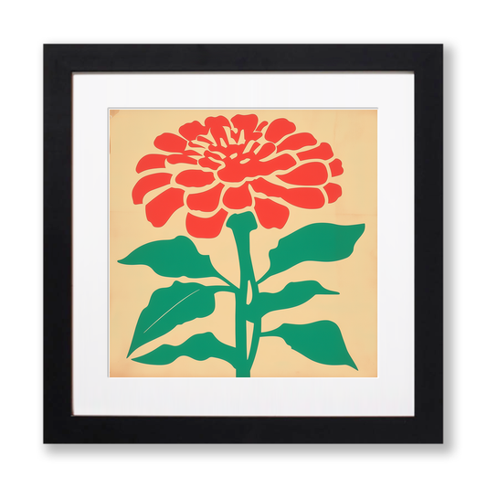 Zinnia Linoprint-Style Art (1689-1)