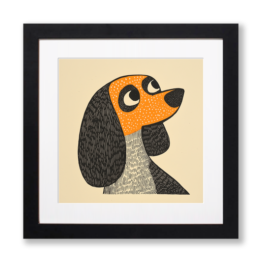 Cavalier King Charles Spaniel Linoprint-Style Art (1457-1)