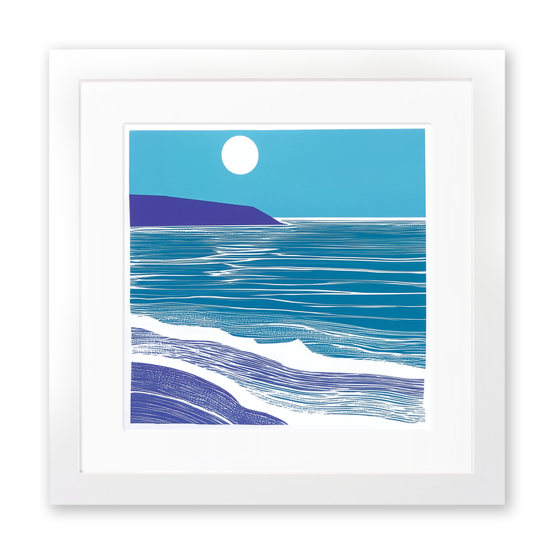 Minimalist horizon Linoprint-Style Art (985-2)