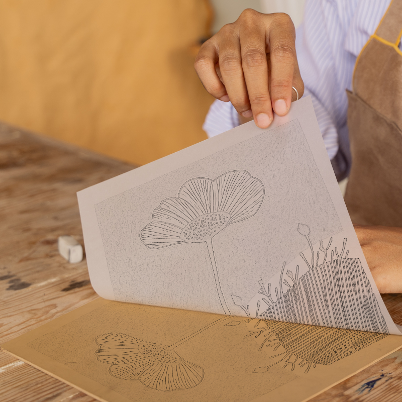 Poppy Linoprint-Style Art (1606-1)
