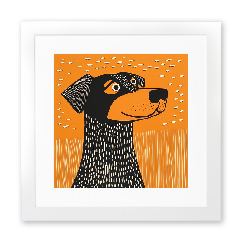 Rottweiler Linoprint-Style Art (1482-1)