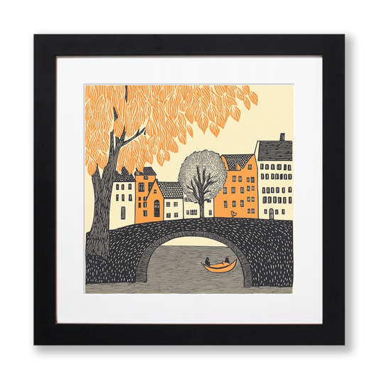 Colmar old town, France Linoprint-Style Art (171-1)