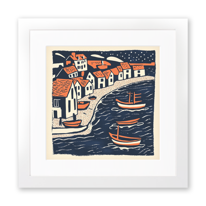 Wells-next-the-Sea, Norfolk Linoprint-Style Art (160-1)