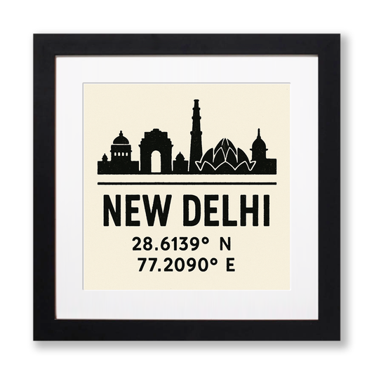 Place Coordinates Linoprint-Style Art (c278)