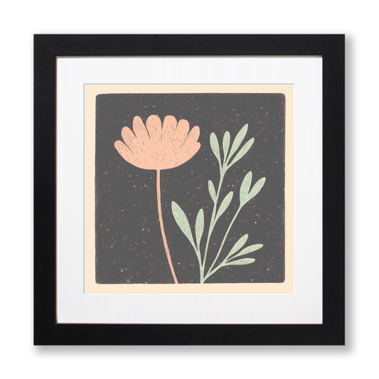 Nigella (Love-in-a-Mist) Linoprint-Style Art (1535-1)