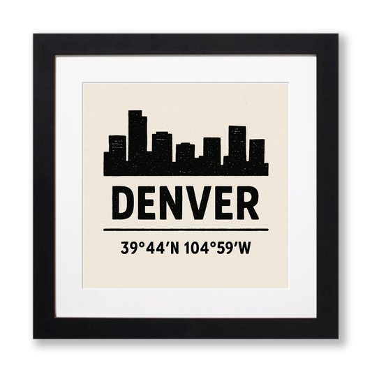 Place Coordinates Linoprint-Style Art (c314)