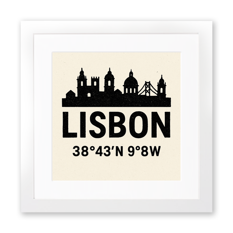 Place Coordinates Linoprint-Style Art (c302)